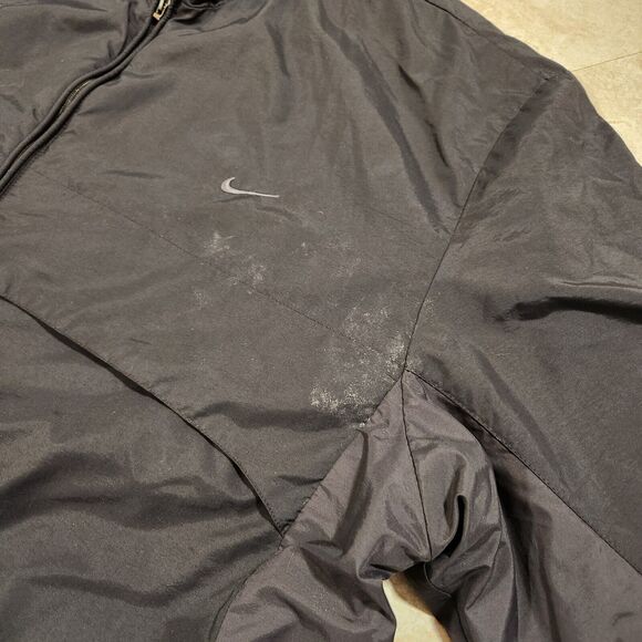VTG Y2K NIKE Mens L Large Fleece Lined Black Windbreaker Jacket 2000s Silver Tag - Picture 8 of 13